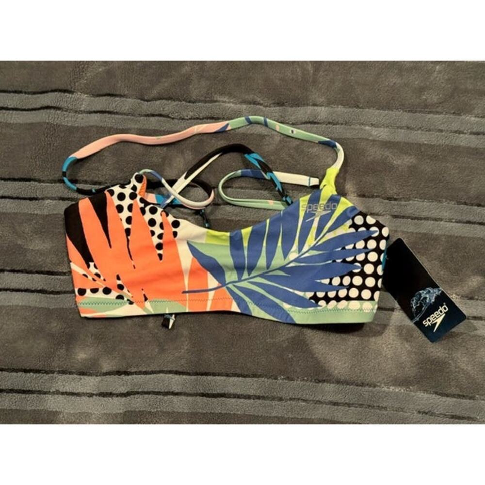 NEW Speedo Women's Swimsuit Top Bikini Lite Tie Back Print X-SMALL
